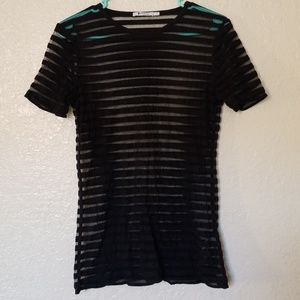 T by Alexander Wang Stripe Mesh Shirt